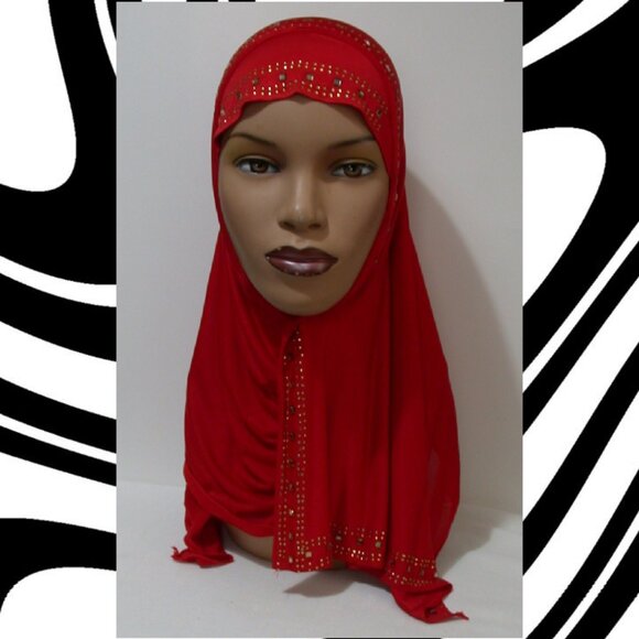 1 pc Instant Slip On Mona Style Hijab Red - Picture 1 of 3